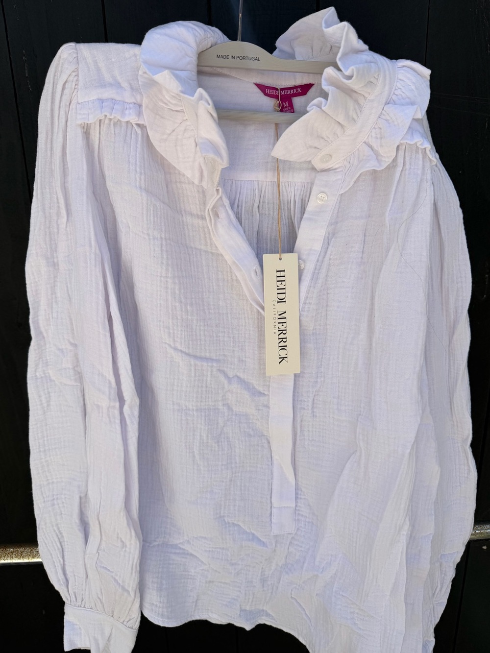 Heidi Merrick White Ruffled-Collar Cotton Blouse
